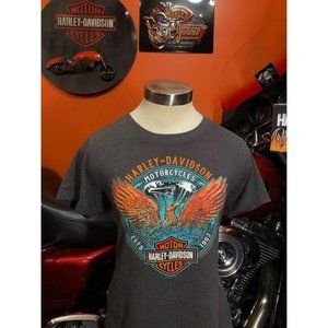 Harley Davidson T-shirt Medium Women Elastic Fabric PIQUA, OHIO